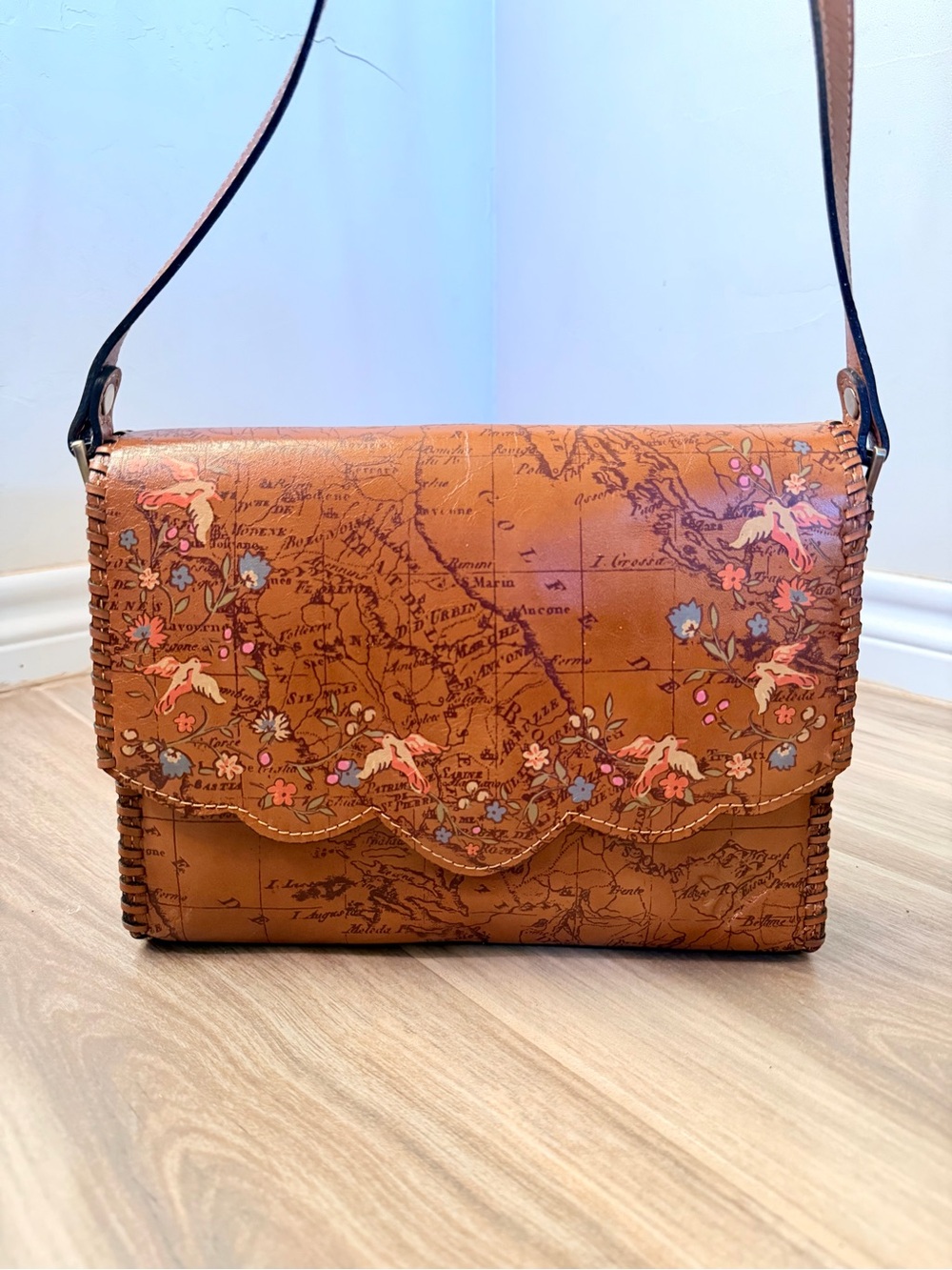 Patricia Nash Leather Floral Map-Print Bag and Wallet - Picture 2 of 13